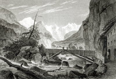 Mont Blanc from the Baths of St. Didier, engraved by C. Westwood by William Brockedon